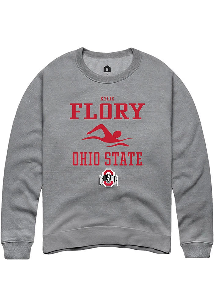 Kylie Flory  Rally Ohio State Buckeyes Mens Graphite NIL Sport Icon Long Sleeve Crew Sweatshirt