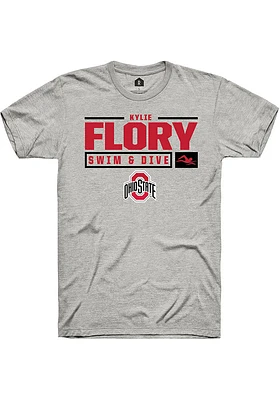 Kylie Flory  Ohio State Buckeyes Ash Rally NIL Stacked Box Short Sleeve T Shirt