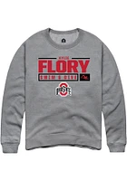 Kylie Flory  Rally Ohio State Buckeyes Mens Graphite NIL Stacked Box Long Sleeve Crew Sweatshirt