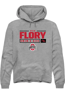 Kylie Flory  Rally Ohio State Buckeyes Mens Graphite NIL Stacked Box Long Sleeve Hoodie