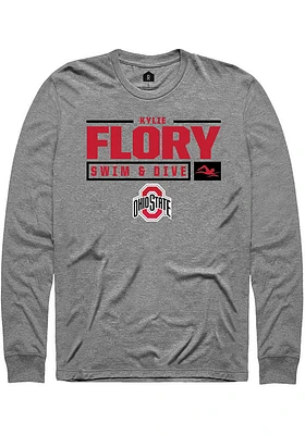 Kylie Flory  Ohio State Buckeyes Graphite Rally NIL Stacked Box Long Sleeve T Shirt