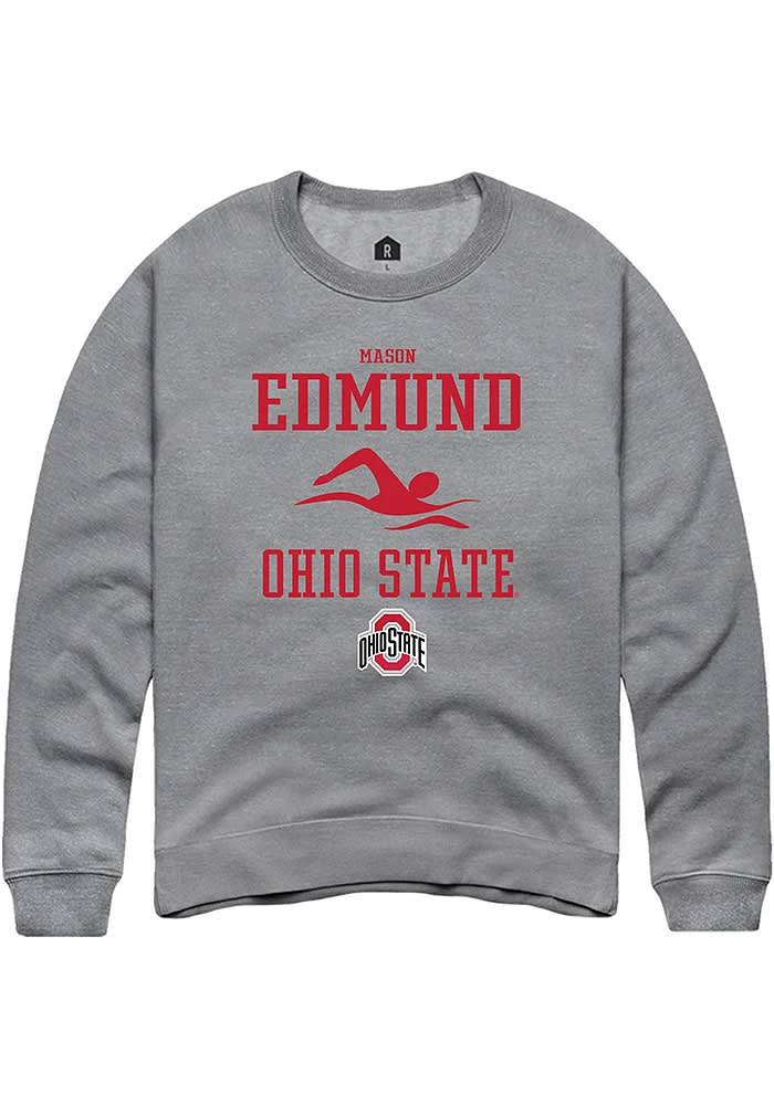 Mason Edmund  Rally Ohio State Buckeyes Mens Graphite NIL Sport Icon Long Sleeve Crew Sweatshirt