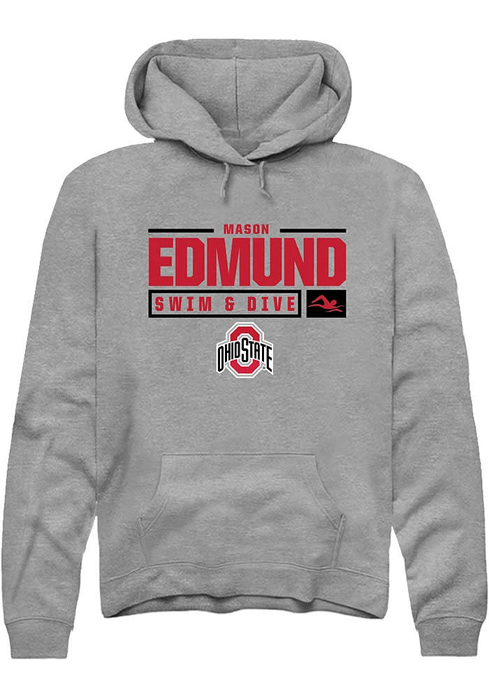 Mason Edmund  Rally Ohio State Buckeyes Mens Graphite NIL Stacked Box Long Sleeve Hoodie