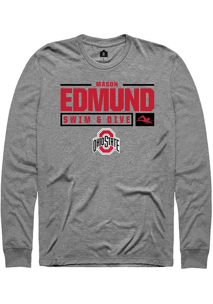 Mason Edmund  Ohio State Buckeyes Graphite Rally NIL Stacked Box Long Sleeve T Shirt