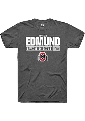 Mason Edmund  Ohio State Buckeyes Dark Grey Rally NIL Stacked Box Short Sleeve T Shirt