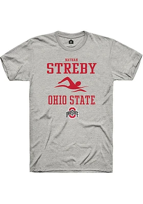 Nathan Streby  Ohio State Buckeyes Ash Rally NIL Sport Icon Short Sleeve T Shirt