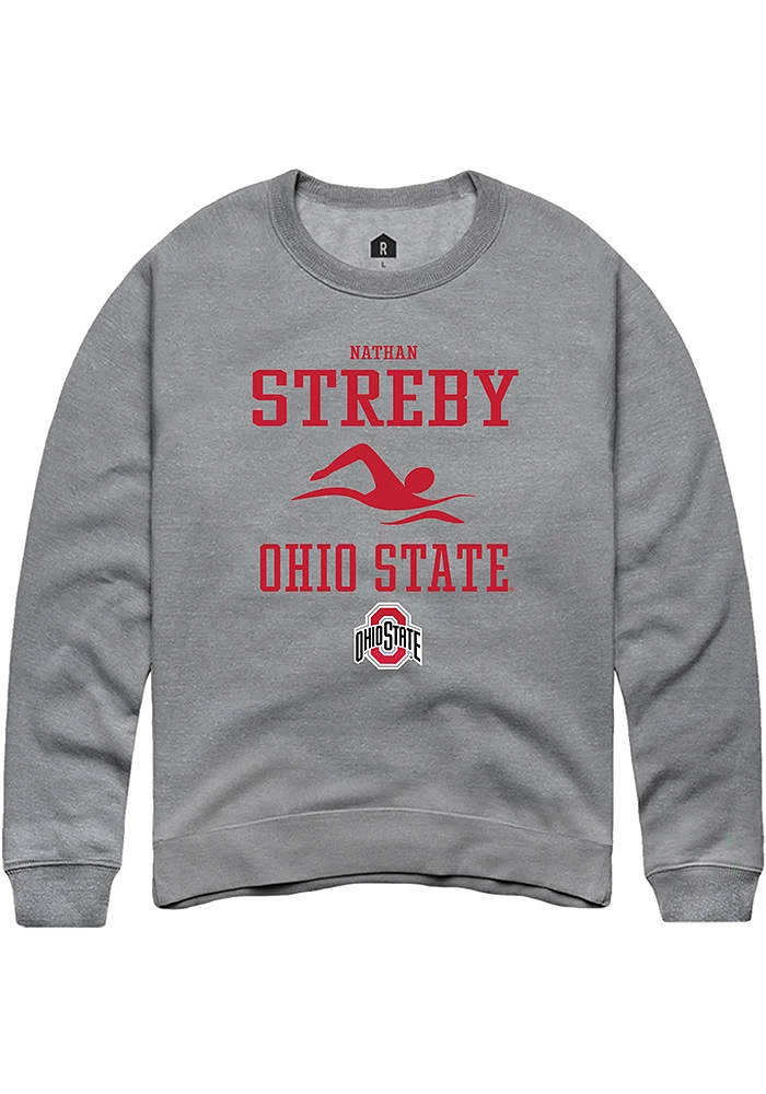 Nathan Streby  Rally Ohio State Buckeyes Mens Graphite NIL Sport Icon Long Sleeve Crew Sweatshir..