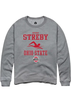 Nathan Streby  Rally Ohio State Buckeyes Mens Graphite NIL Sport Icon Long Sleeve Crew Sweatshir..