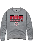 Nathan Streby  Rally Ohio State Buckeyes Mens Graphite NIL Stacked Box Long Sleeve Crew Sweatshi..