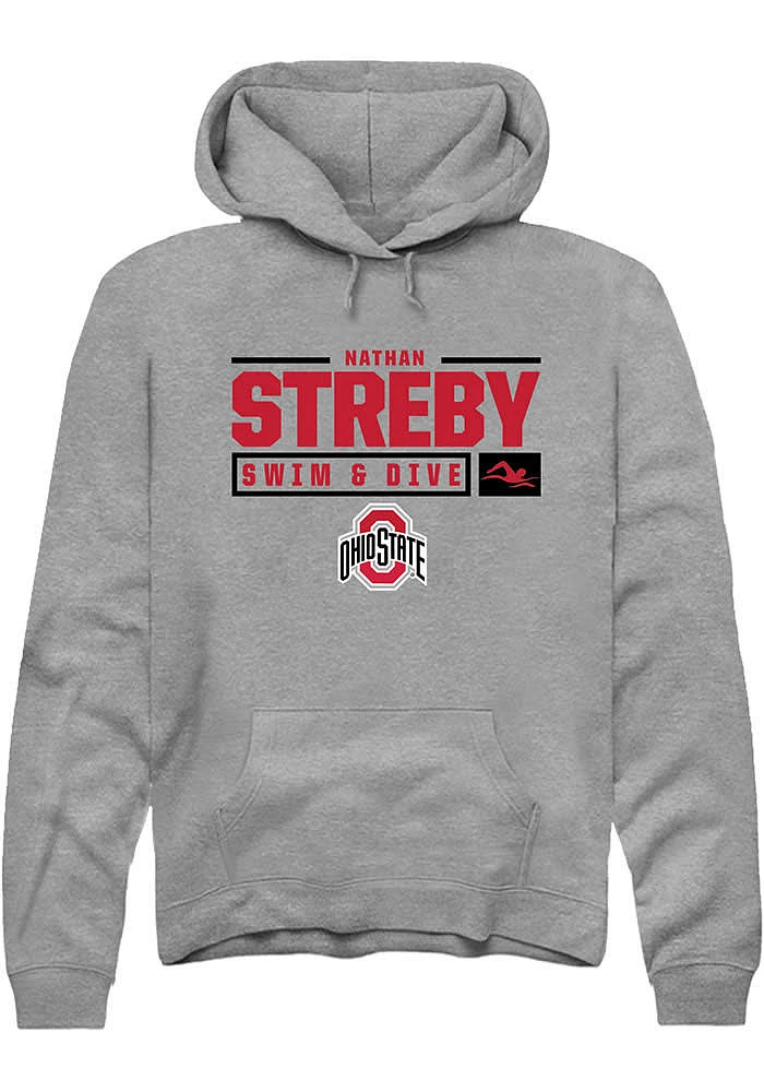 Nathan Streby  Rally Ohio State Buckeyes Mens Graphite NIL Stacked Box Long Sleeve Hoodie