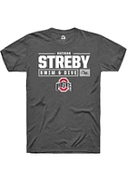 Nathan Streby  Ohio State Buckeyes Dark Grey Rally NIL Stacked Box Short Sleeve T Shirt