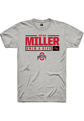 Nolan Miller  Ohio State Buckeyes Ash Rally NIL Stacked Box Short Sleeve T Shirt