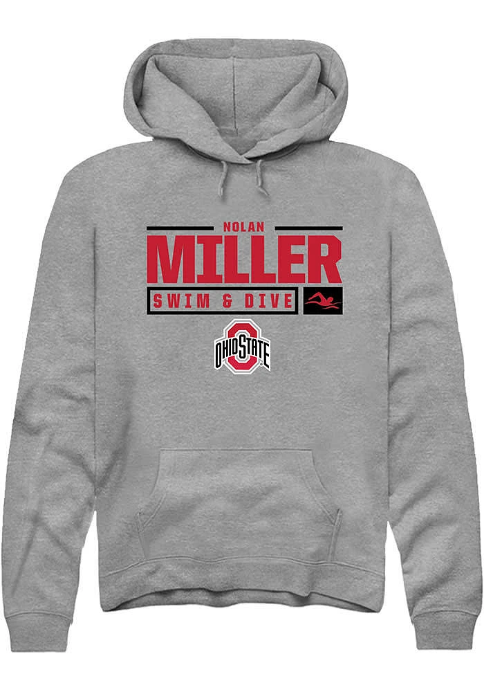 Nolan Miller  Rally Ohio State Buckeyes Mens Graphite NIL Stacked Box Long Sleeve Hoodie