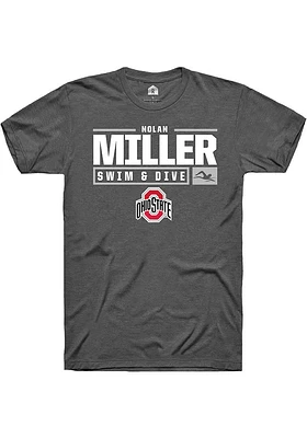 Nolan Miller  Ohio State Buckeyes Dark Grey Rally NIL Stacked Box Short Sleeve T Shirt