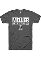 Nolan Miller  Ohio State Buckeyes Dark Grey Rally NIL Stacked Box Short Sleeve T Shirt