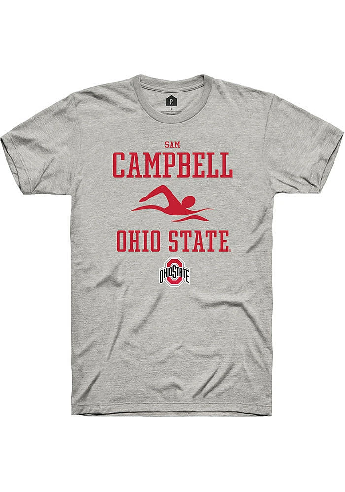 Sam Campbell  Ohio State Buckeyes Ash Rally NIL Sport Icon Short Sleeve T Shirt