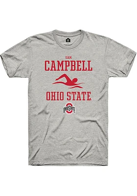 Sam Campbell  Ohio State Buckeyes Ash Rally NIL Sport Icon Short Sleeve T Shirt