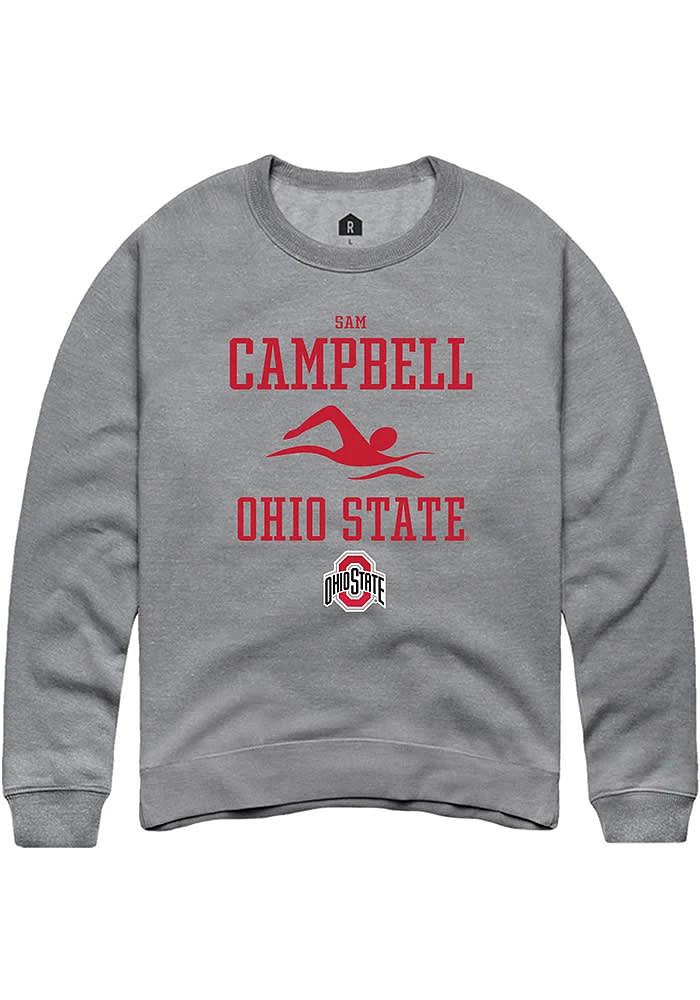 Sam Campbell  Rally Ohio State Buckeyes Mens Graphite NIL Sport Icon Long Sleeve Crew Sweatshirt