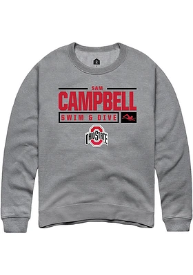 Sam Campbell  Rally Ohio State Buckeyes Mens Graphite NIL Stacked Box Long Sleeve Crew Sweatshir..