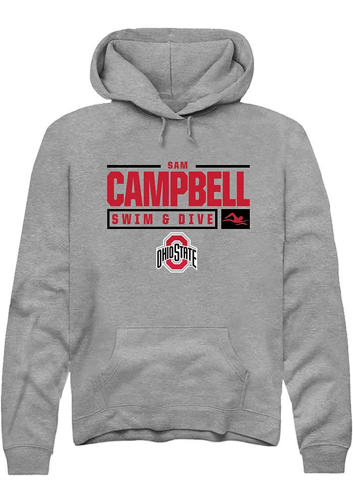 Sam Campbell  Rally Ohio State Buckeyes Mens Graphite NIL Stacked Box Long Sleeve Hoodie