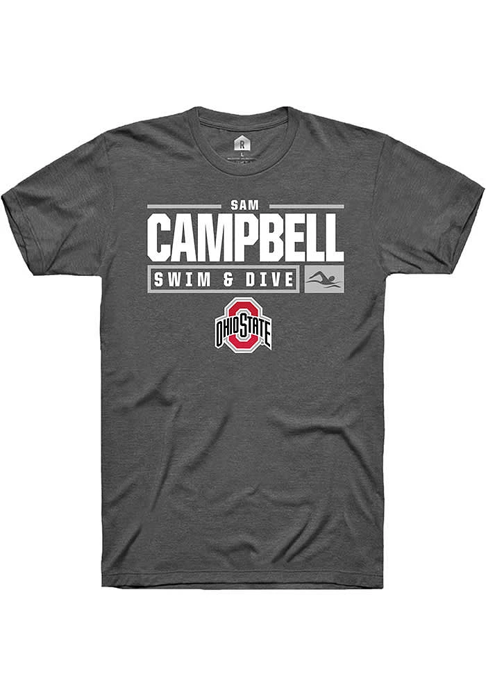 Sam Campbell  Ohio State Buckeyes Dark Grey Rally NIL Stacked Box Short Sleeve T Shirt