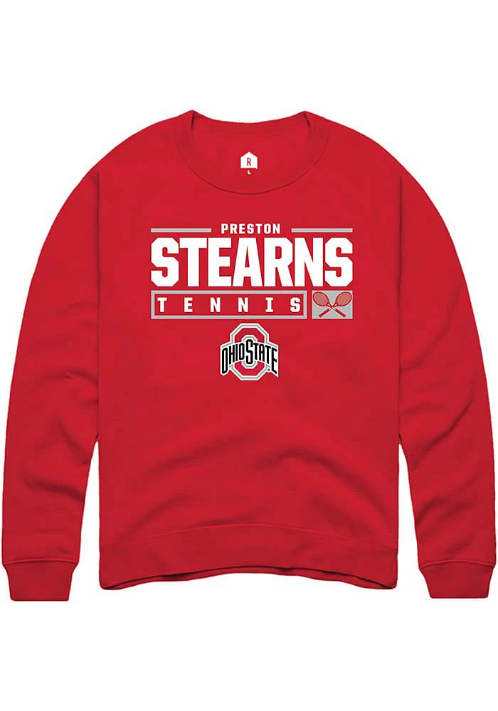 Preston Stearns  Rally Ohio State Buckeyes Mens Red NIL Stacked Box Long Sleeve Crew Sweatshirt