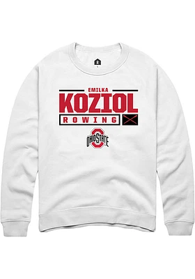 Emilka Koziol Rally Ohio State Buckeyes Mens NIL Stacked Box Long Sleeve Crew Sweatshirt