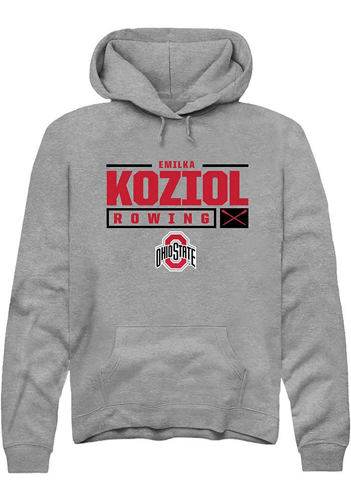 Emilka Koziol  Rally Ohio State Buckeyes Mens Graphite NIL Stacked Box Long Sleeve Hoodie