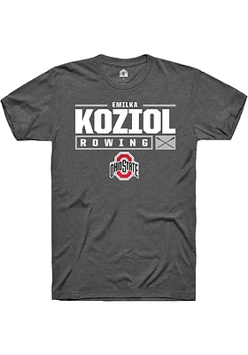 Emilka Koziol  Ohio State Buckeyes Dark Grey Rally NIL Stacked Box Short Sleeve T Shirt