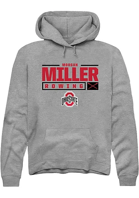 Morgan Miller  Rally Ohio State Buckeyes Mens Graphite NIL Stacked Box Long Sleeve Hoodie