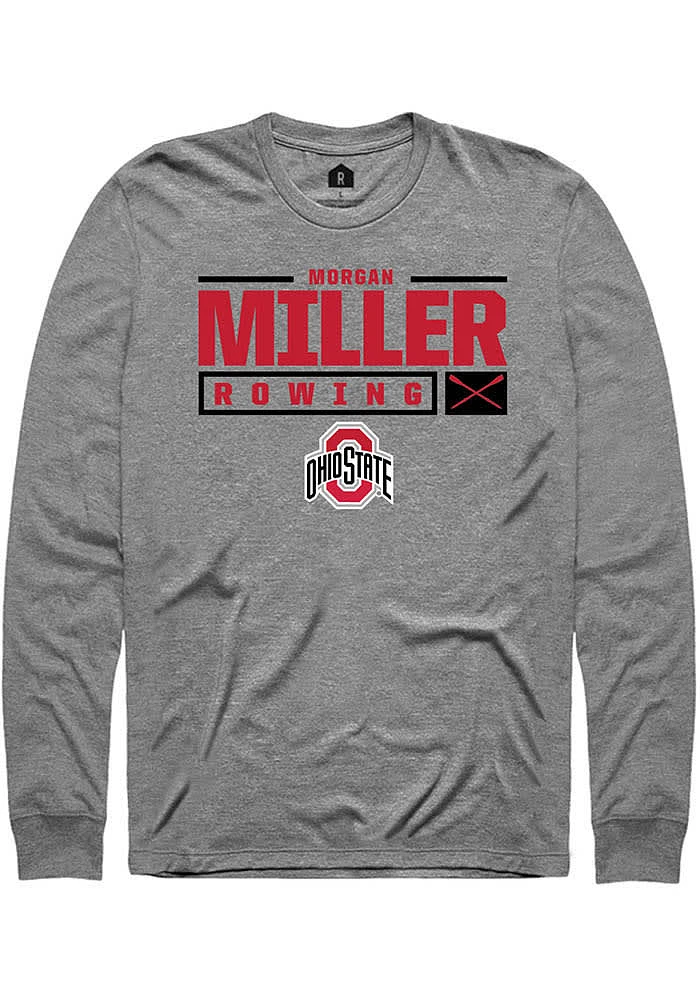 Morgan Miller  Ohio State Buckeyes Graphite Rally NIL Stacked Box Long Sleeve T Shirt