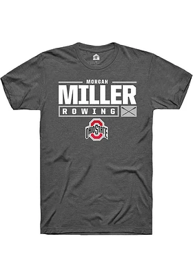 Morgan Miller  Ohio State Buckeyes Dark Grey Rally NIL Stacked Box Short Sleeve T Shirt