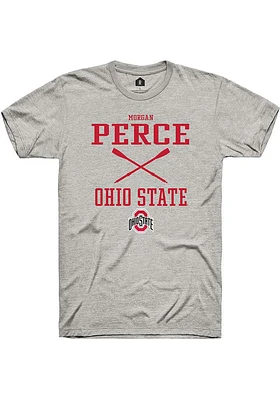 Morgan Perce  Ohio State Buckeyes Ash Rally NIL Sport Icon Short Sleeve T Shirt