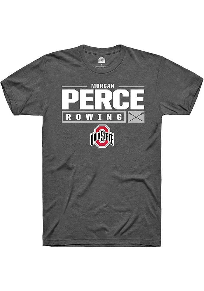 Morgan Perce  Ohio State Buckeyes Dark Grey Rally NIL Stacked Box Short Sleeve T Shirt