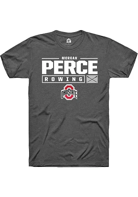 Morgan Perce  Ohio State Buckeyes Dark Grey Rally NIL Stacked Box Short Sleeve T Shirt