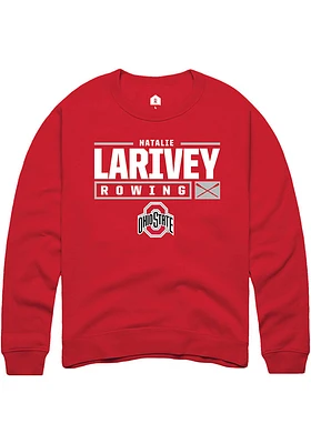 Natalie Larivey  Rally Ohio State Buckeyes Mens Red NIL Stacked Box Long Sleeve Crew Sweatshirt