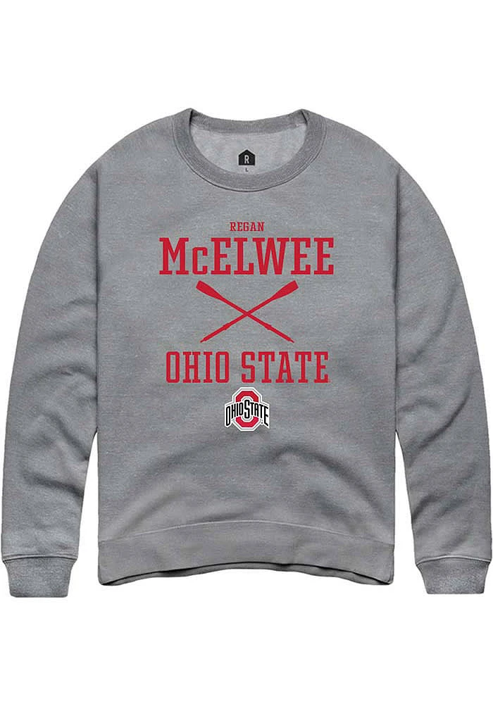 Regan McElwee  Rally Ohio State Buckeyes Mens Graphite NIL Sport Icon Long Sleeve Crew Sweatshir..