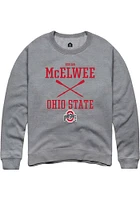 Regan McElwee  Rally Ohio State Buckeyes Mens Graphite NIL Sport Icon Long Sleeve Crew Sweatshir..