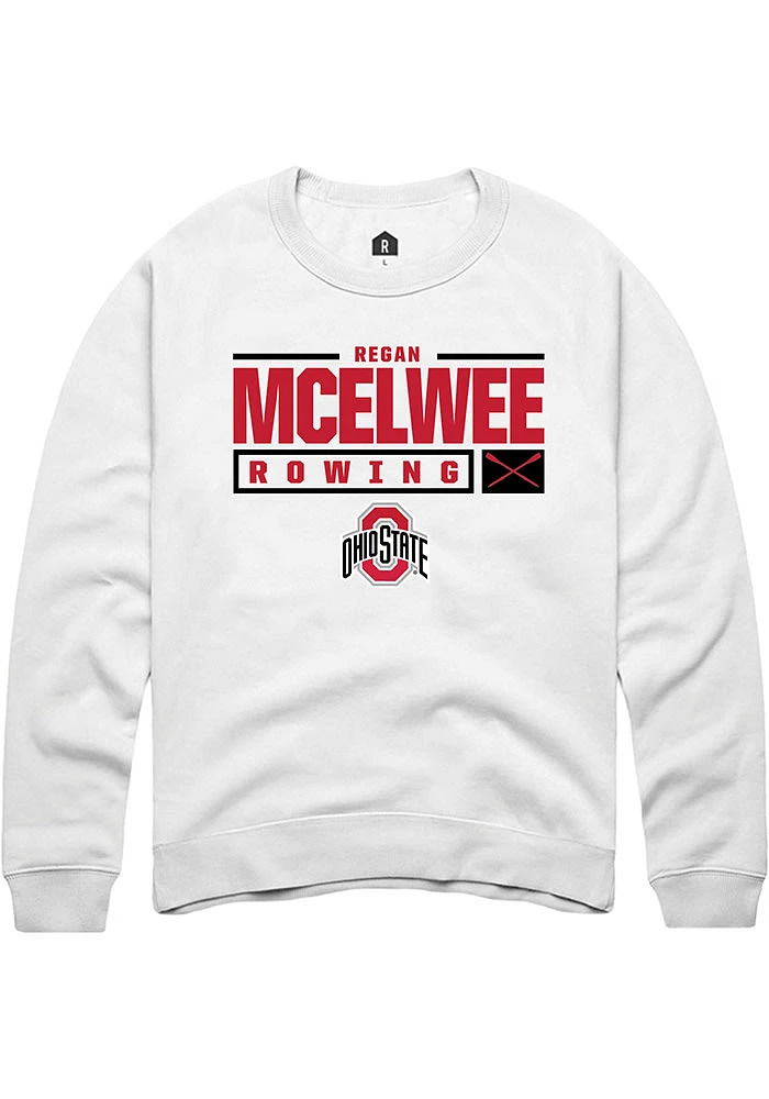 Regan McElwee Rally Ohio State Buckeyes Mens NIL Stacked Box Long Sleeve Crew Sweatshirt