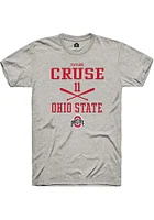 Taylor Cruse  Ohio State Buckeyes Ash Rally NIL Sport Icon Short Sleeve T Shirt