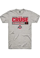 Taylor Cruse  Ohio State Buckeyes Ash Rally NIL Stacked Box Short Sleeve T Shirt