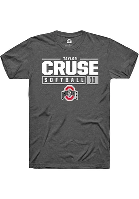 Taylor Cruse  Ohio State Buckeyes Dark Grey Rally NIL Stacked Box Short Sleeve T Shirt