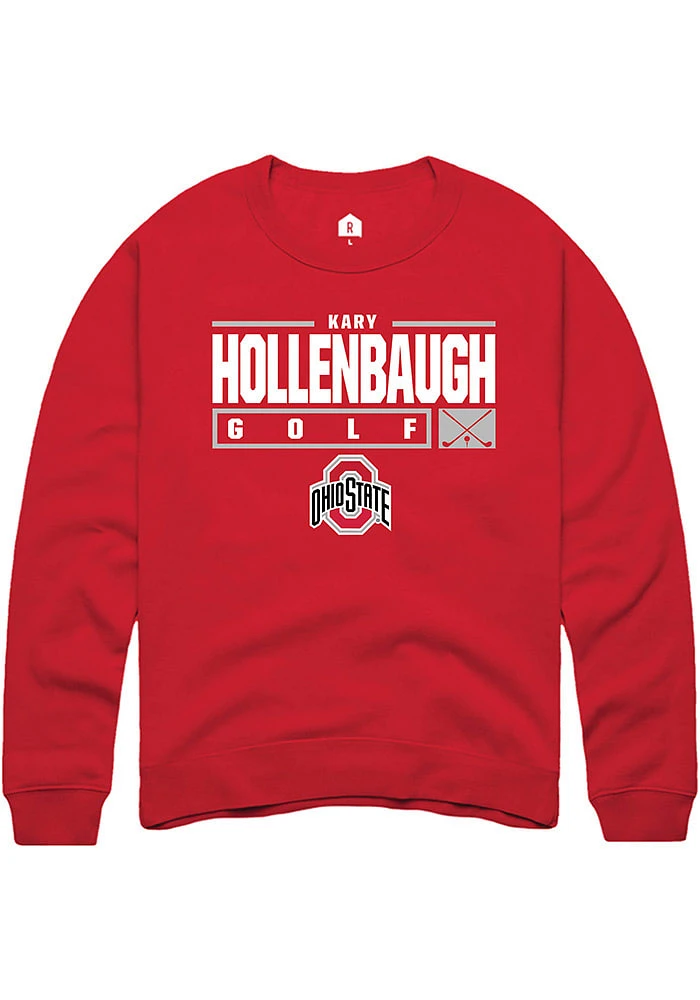 Kary Hollenbaugh  Rally Ohio State Buckeyes Mens Red NIL Stacked Box Long Sleeve Crew Sweatshirt