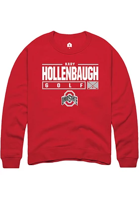 Kary Hollenbaugh  Rally Ohio State Buckeyes Mens Red NIL Stacked Box Long Sleeve Crew Sweatshirt