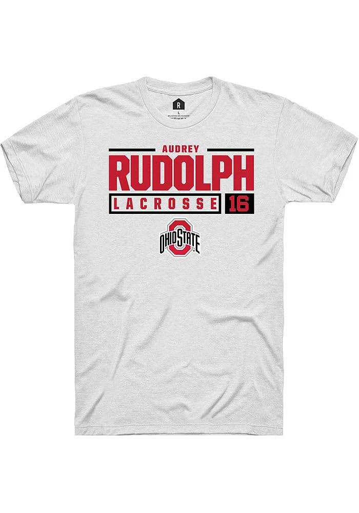 Audrey Rudolph Ohio State Buckeyes Rally NIL Stacked Box Short Sleeve T Shirt