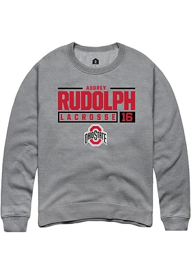 Audrey Rudolph  Rally Ohio State Buckeyes Mens Graphite NIL Stacked Box Long Sleeve Crew Sweatsh..