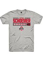 Audrey Schoemer  Ohio State Buckeyes Ash Rally NIL Stacked Box Short Sleeve T Shirt