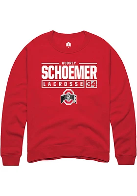 Audrey Schoemer  Rally Ohio State Buckeyes Mens Red NIL Stacked Box Long Sleeve Crew Sweatshirt