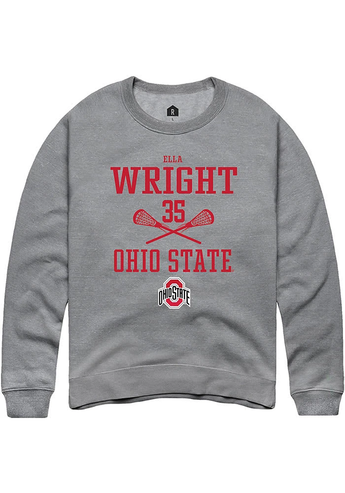 Ella Wright  Rally Ohio State Buckeyes Mens Graphite NIL Sport Icon Long Sleeve Crew Sweatshirt