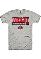 Ella Wright  Ohio State Buckeyes Ash Rally NIL Stacked Box Short Sleeve T Shirt